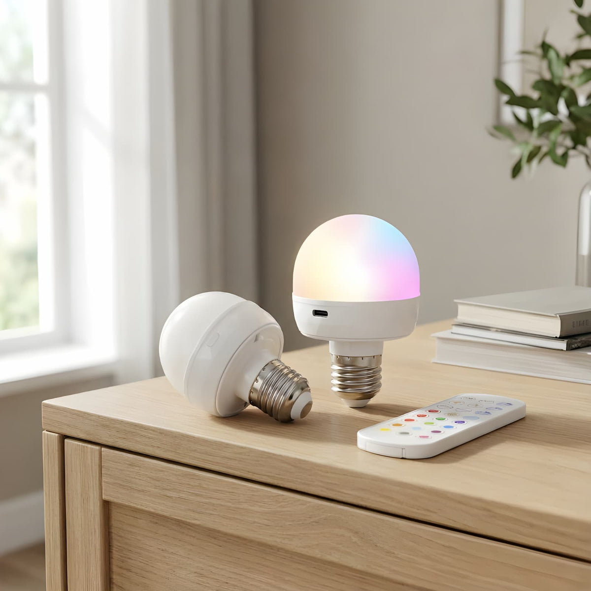 Remote-Controlled E27 Rechargeable LED Lamp with RGB Colors – Wireless