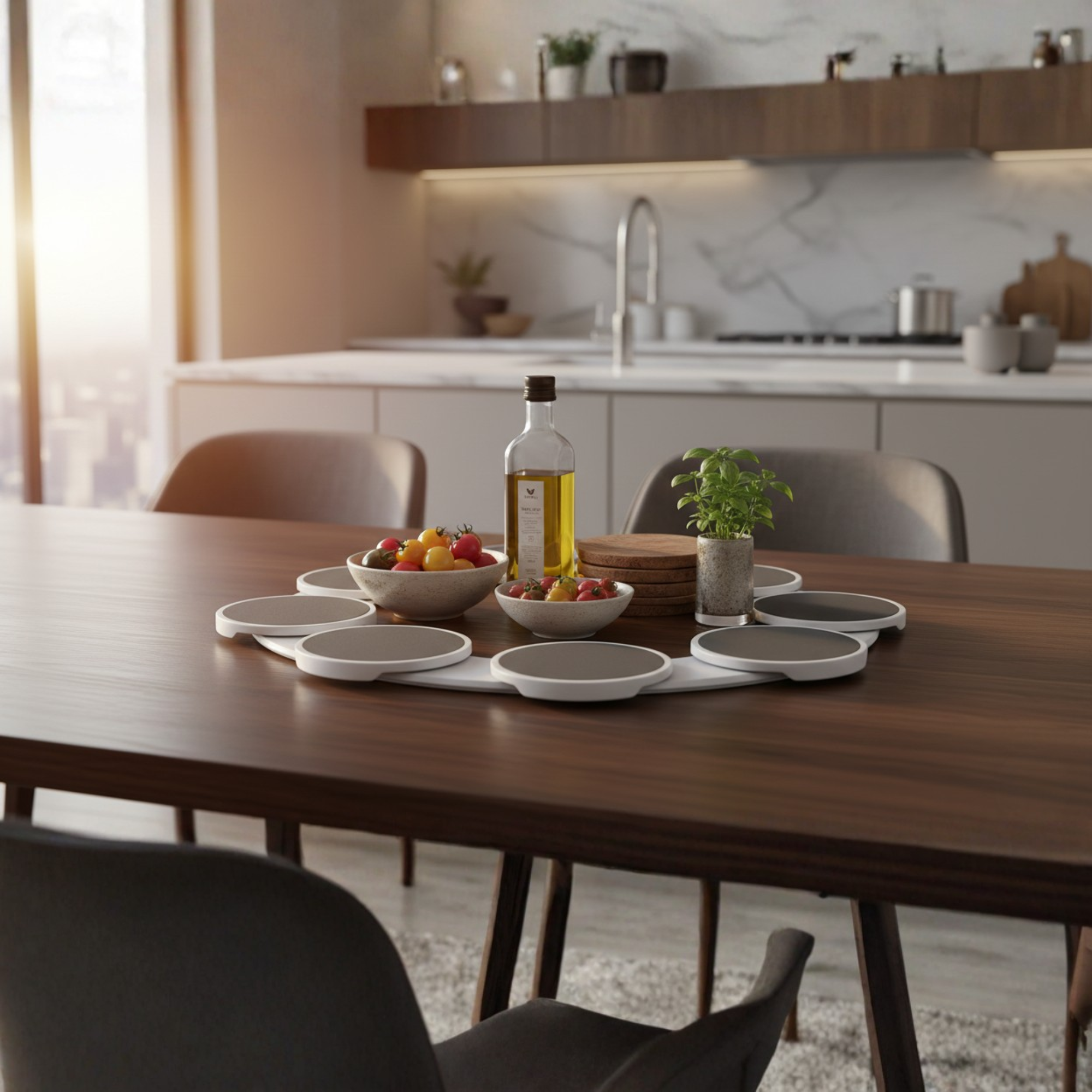 Convenient Rotating Dining Tray – Effortless Serving for All