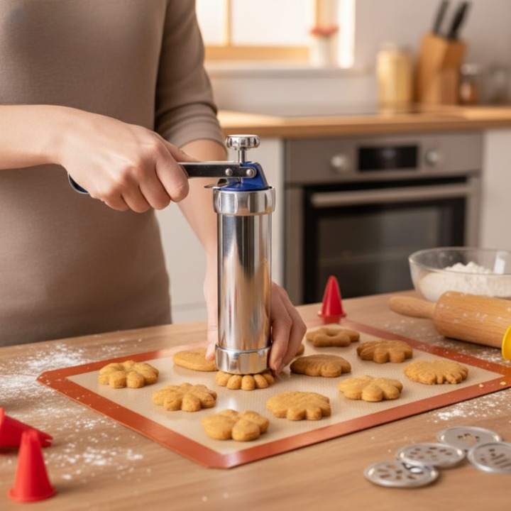 Premium Cookie Press with Customizable Stencils
