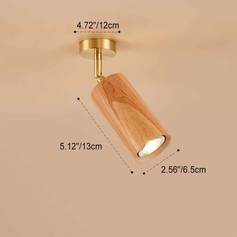 Taavita Minimalist Walnut Wood Spotlight Linear Track 1/2/3/4-Light LED Semi-Recessed Ceiling Light