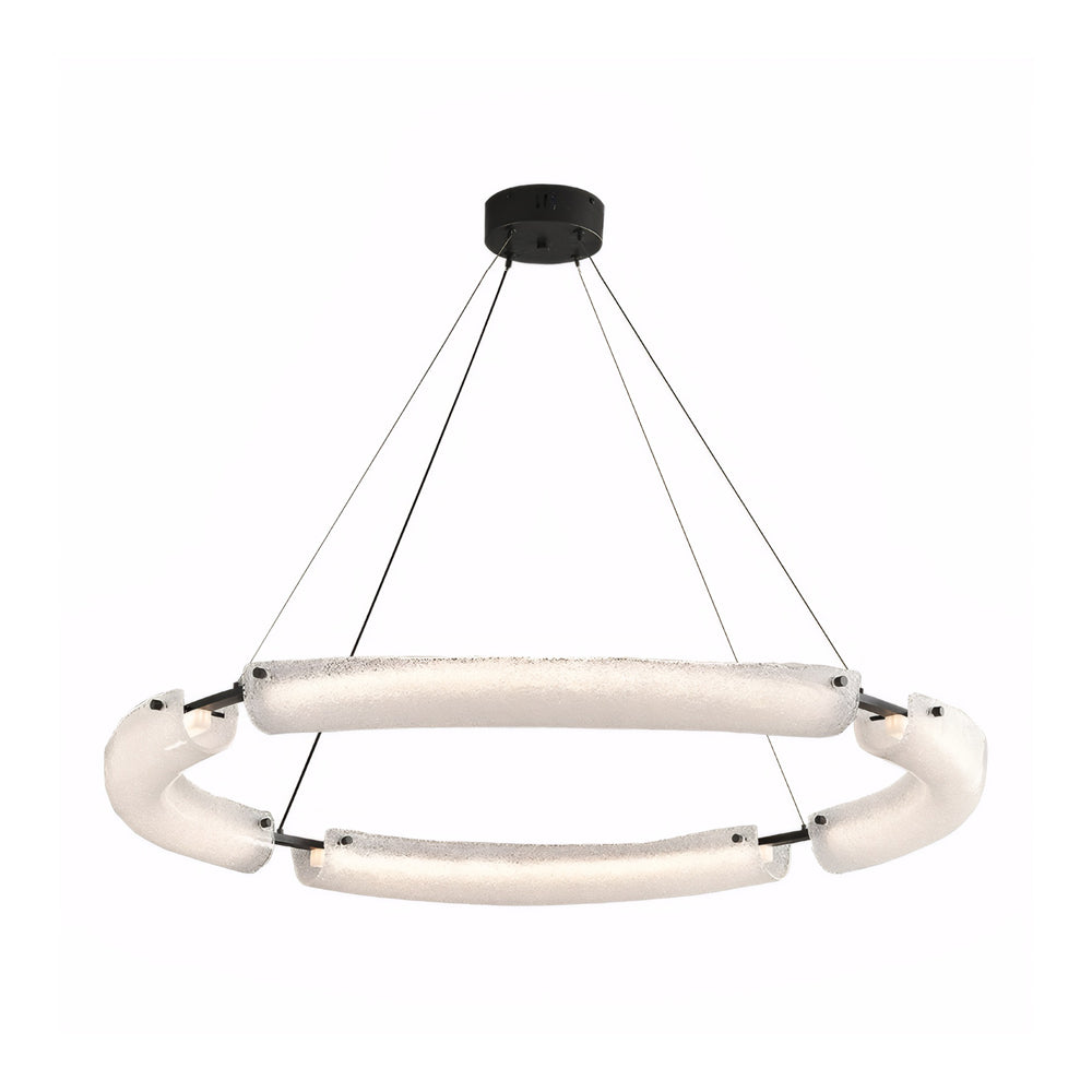 26''/33.9''/41.7'' Wide LED Frosted Water Glass Ring Chandelier by Taavita