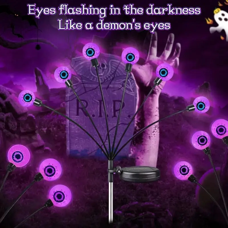 Solar Garden Lights with Halloween Eyeball Decorations