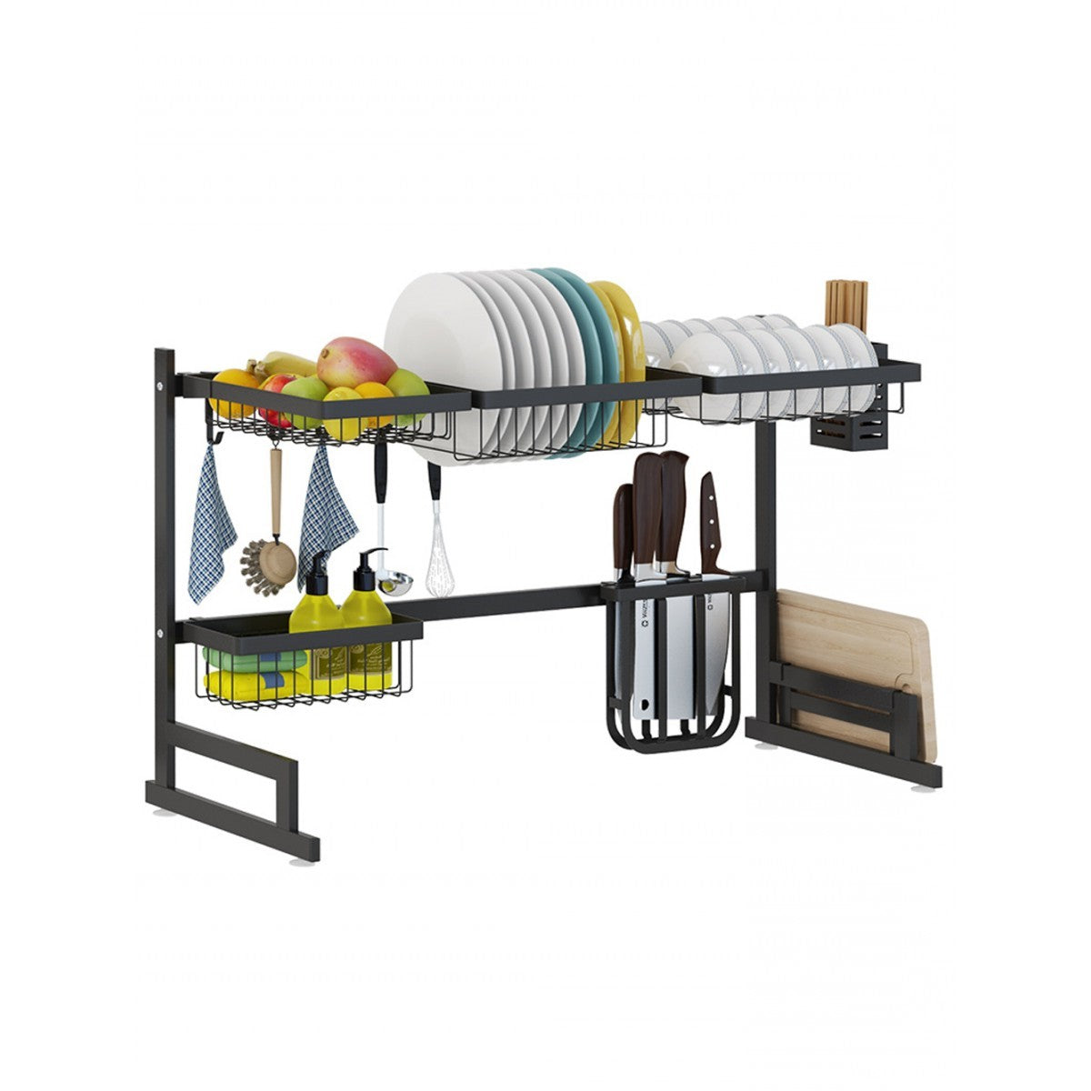 Black Stainless Steel Dish Drying Rack for Kitchen Sink - 34.6 Inch