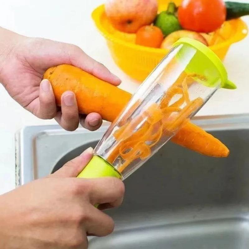 Dual-Function Peeler for Fruits and Vegetables with Storage Container