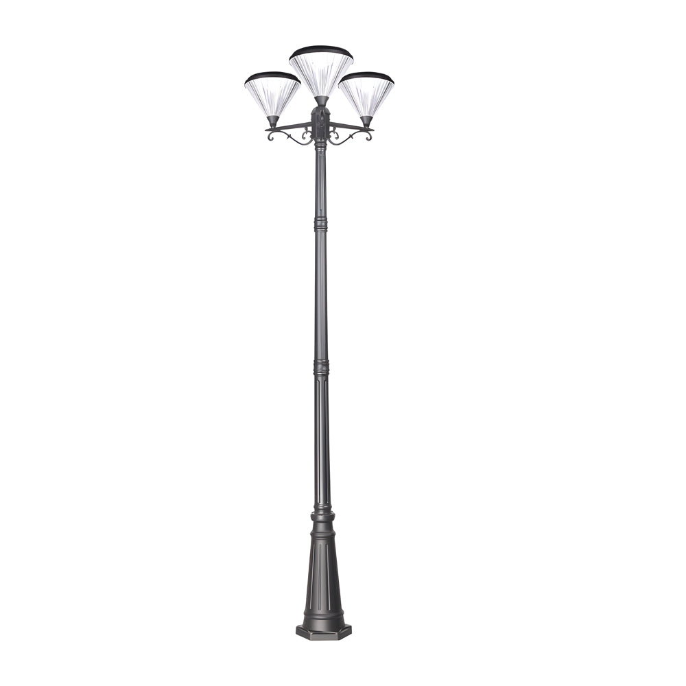 102.4-Inch Black Outdoor Three-Head Lamp Post Light