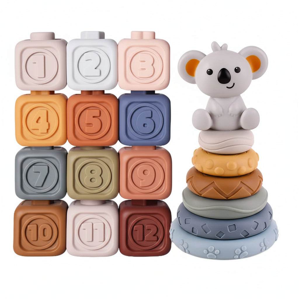 Colorful Stacking and Teething Cubes for Infants