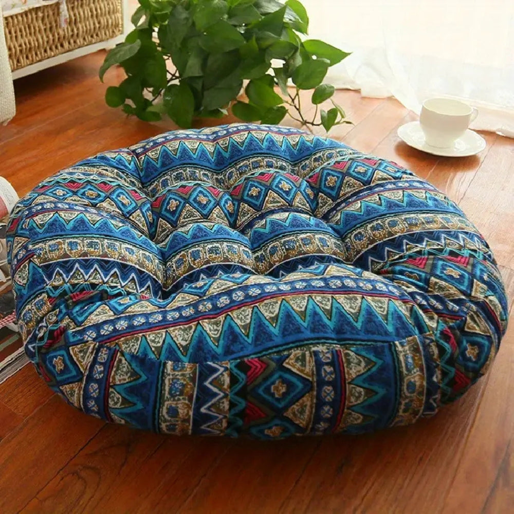 Vibrant Harmony – Round Cotton Floor Cushion