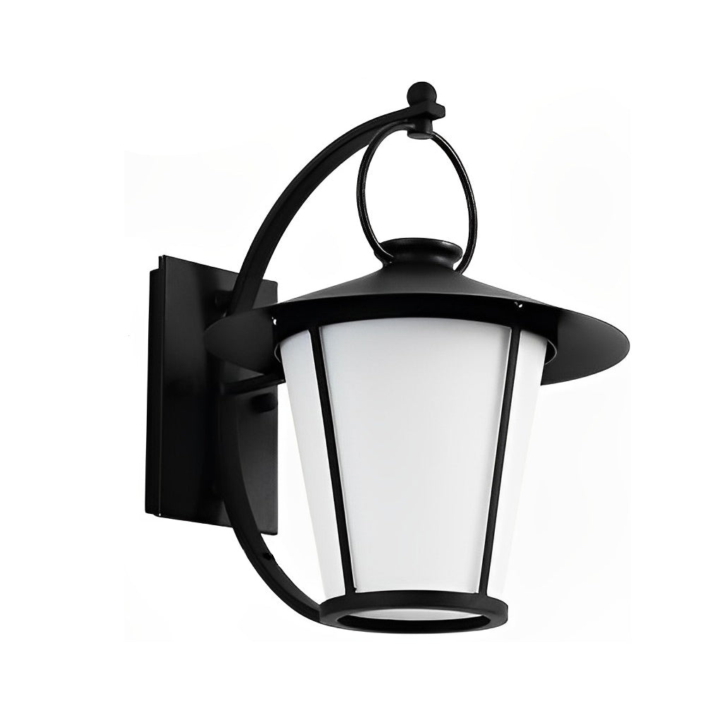 1-Light 13 In. Black Vintage White Opal Frosted Glass Outdoor Wall Light by Taavita