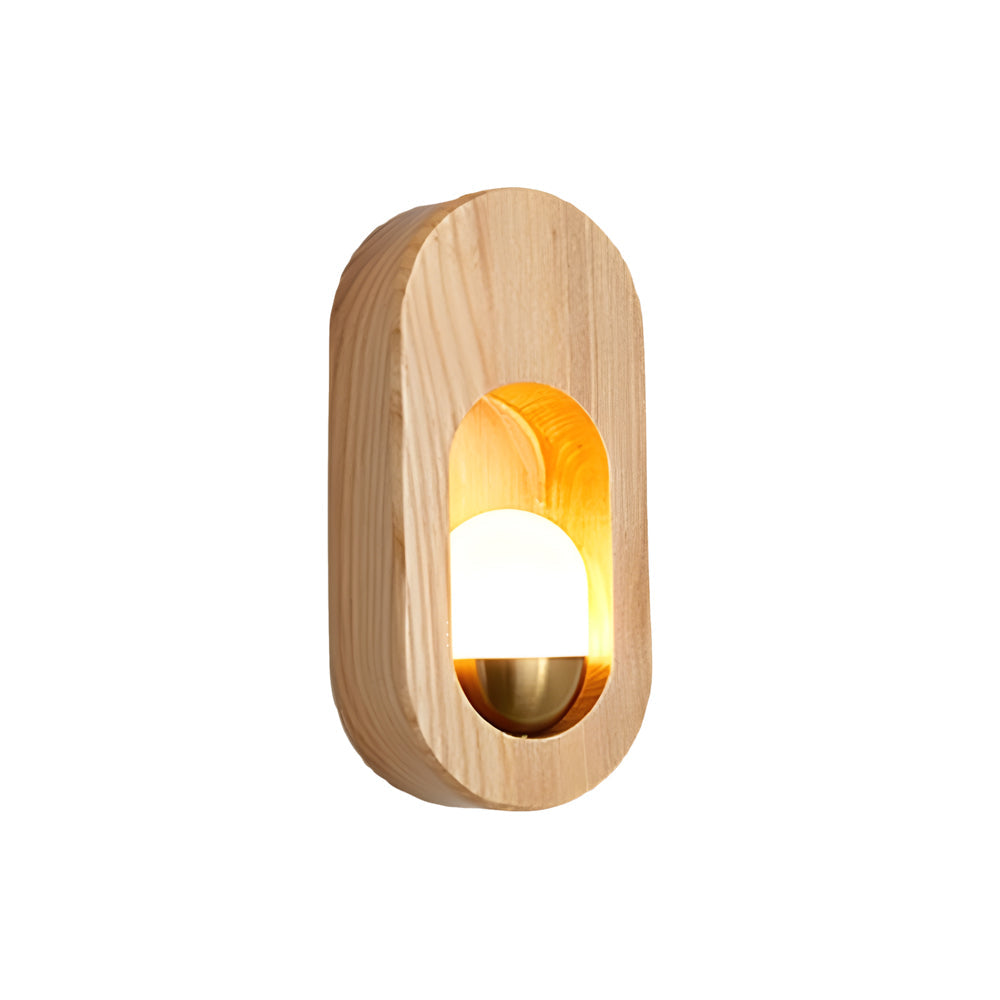 1-Light Wood Oval Wall Sconce - Wood/Walnut Finish