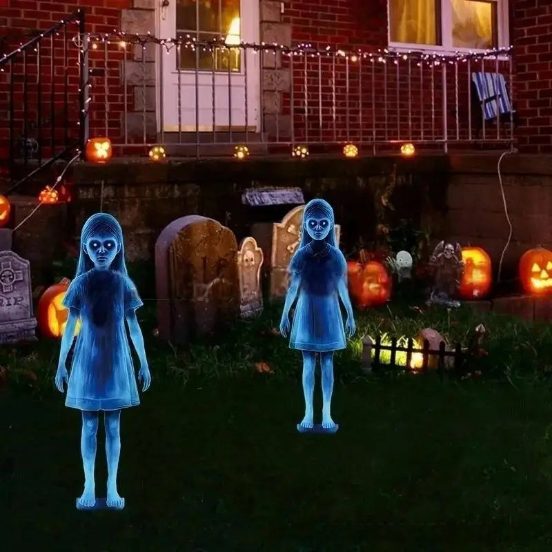 Outdoor Halloween Decorations with Lighted Ghosts