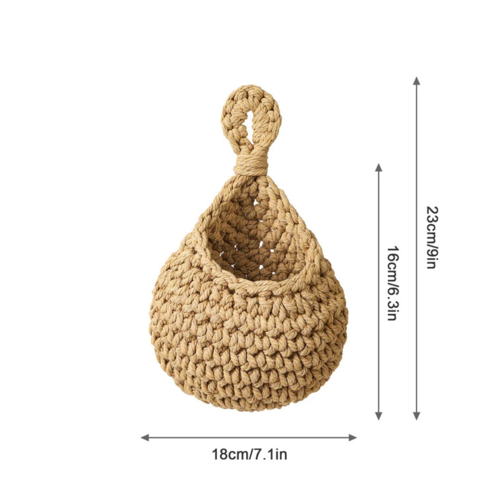 Artisanal Woven Hanging Basket for Rustic Home Organization