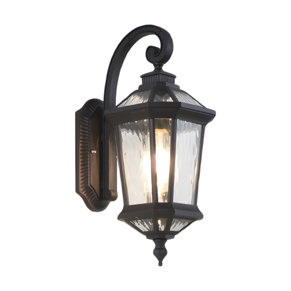1-Light Taavita Clear Water Glass Outdoor Wall Light Lantern Sconce Porch Wall Mounted Exterior Lamp