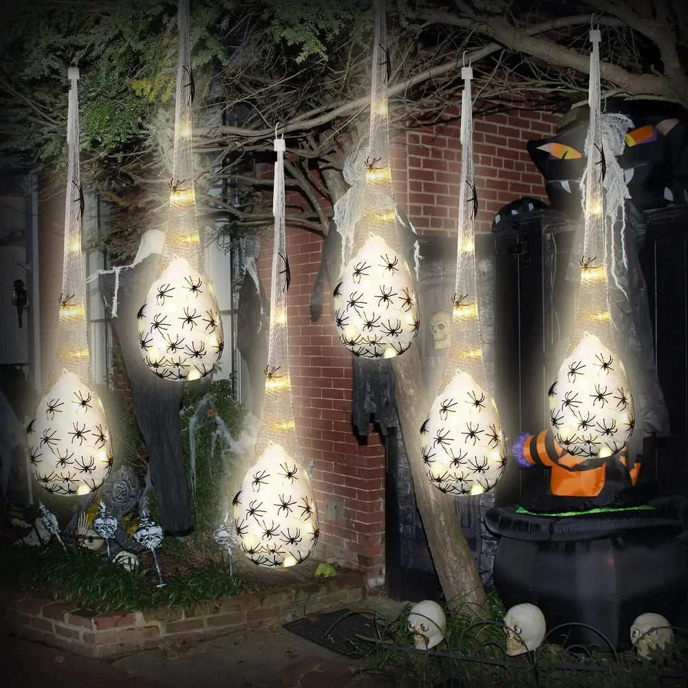 Hanging Prop for Halloween - Illuminated Spider Egg Sacs Decoration