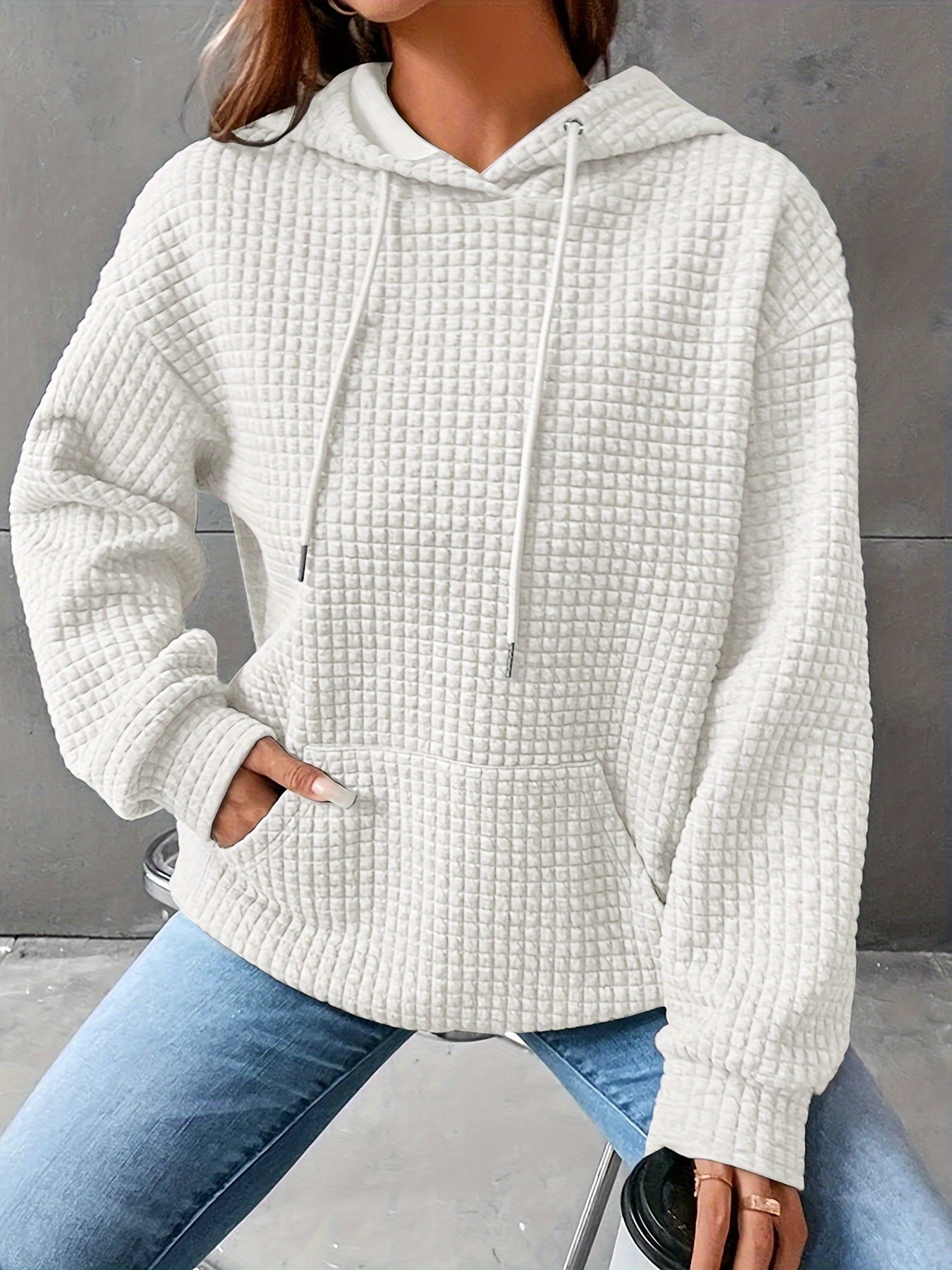 Plus Size Hoodie | Waffle Knit | Casual Comfort Wear | Polyester Blend
