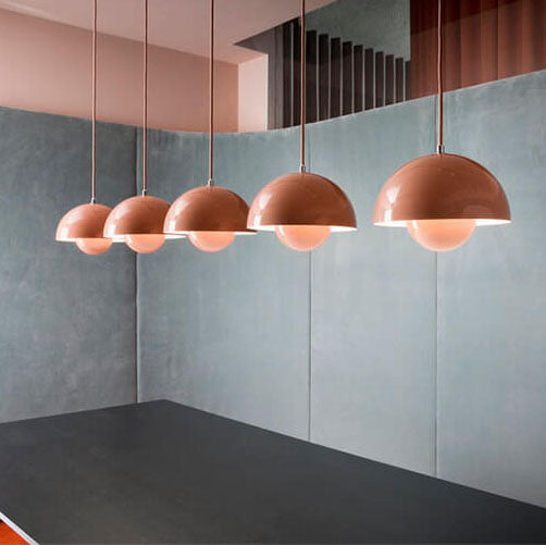 Dome Pendant Light | Nordic-Inspired Semicircle Design | Metal Construction | Adjustable Suspension Cord
