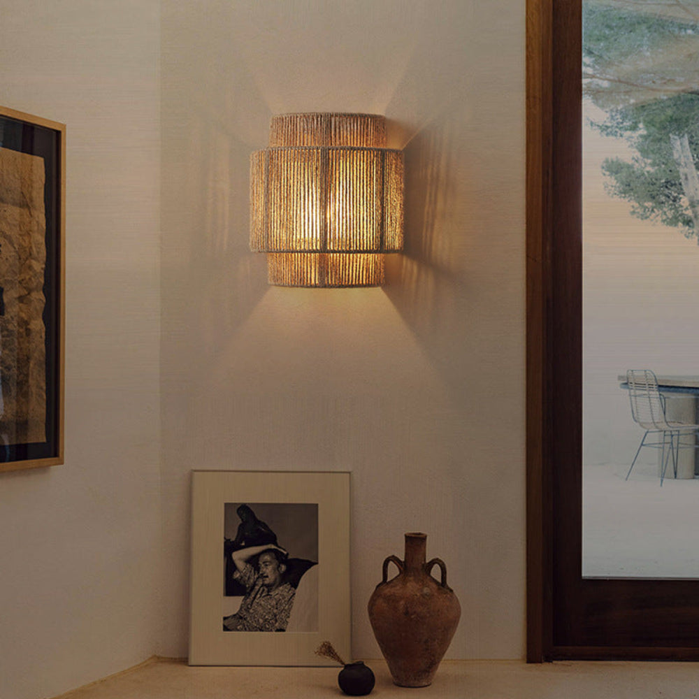 Rowan — Handwoven Hemp Rope Wall Lamp with Warm Ambient Light