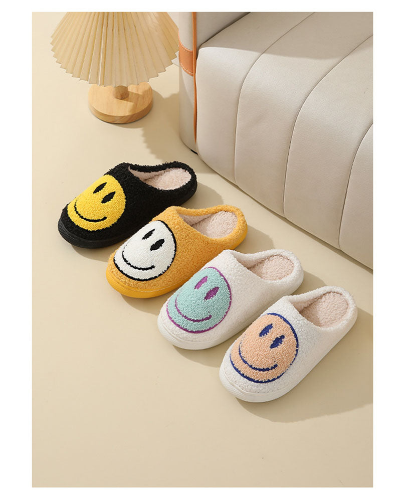 Indoor Slip-On Slippers | Plush Fleece Lining & Slip-Resistant Sole | Big Smiley Face Design | Comfortable Fit