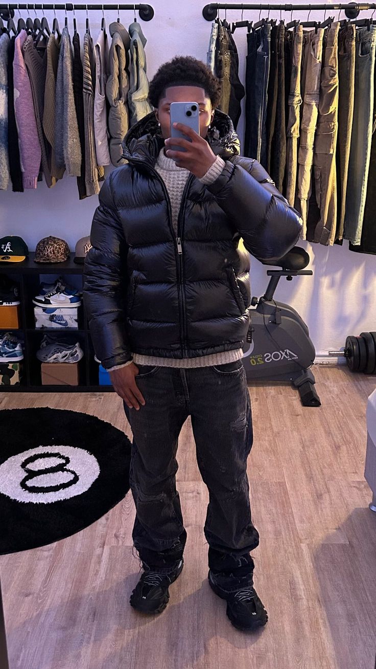 Men's Down Puffer Jacket | Hooded & Insulated | Cotton Blend Fabric | Adjustable Fit for Cold Weather