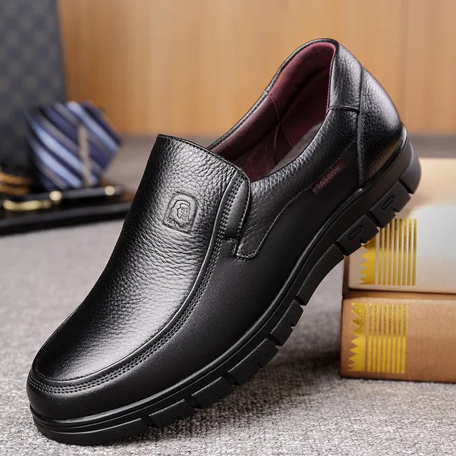 Men's Casual Leather Loafers | Handmade Genuine Leather | Flat Platform Sole | Breathable Comfortable Fit