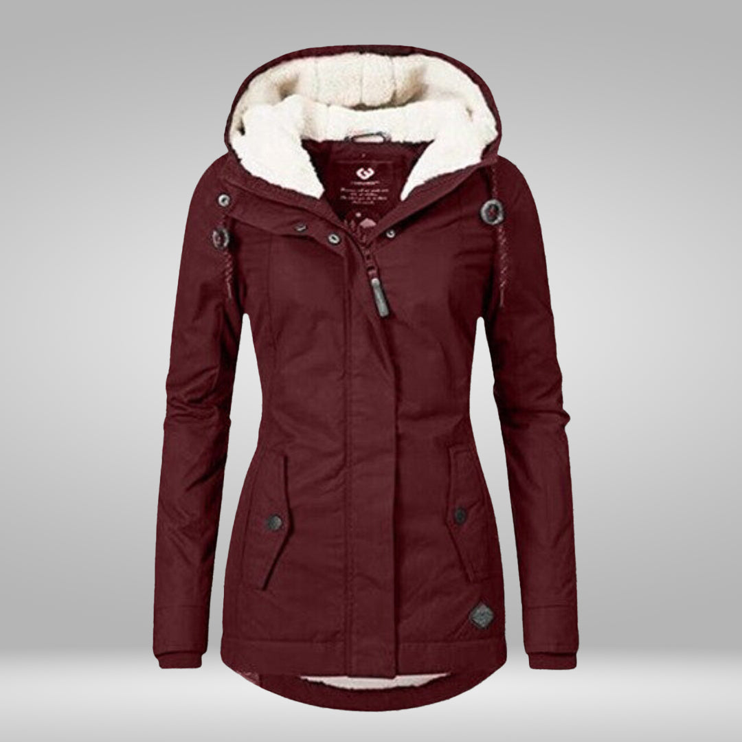 Women’s Winter Coat | Pleated Design with Detachable Lambswool Hood | Soft Teddy Lining & Practical Pockets | Comfortable Fit