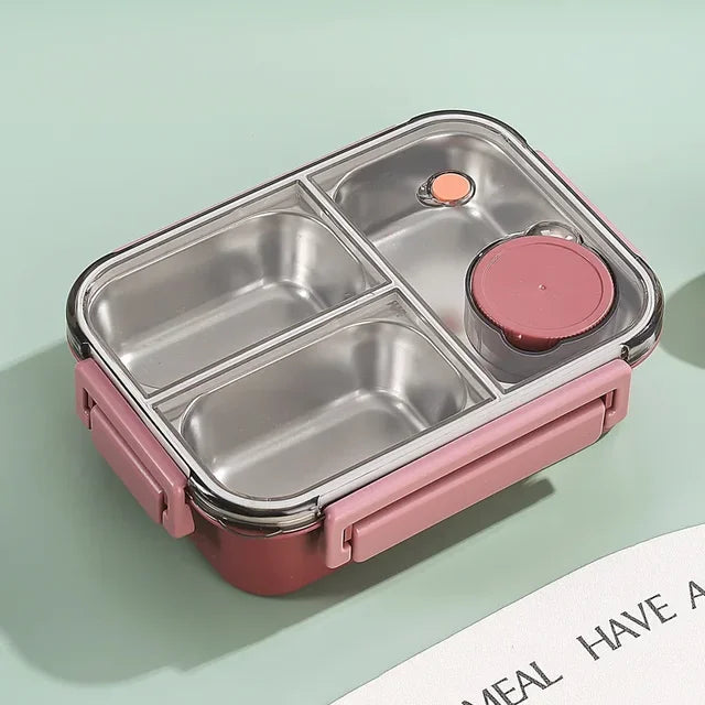 Insulated Lunch Box | Three-Compartment Design | Leak-Proof Lid | Compact & Portable