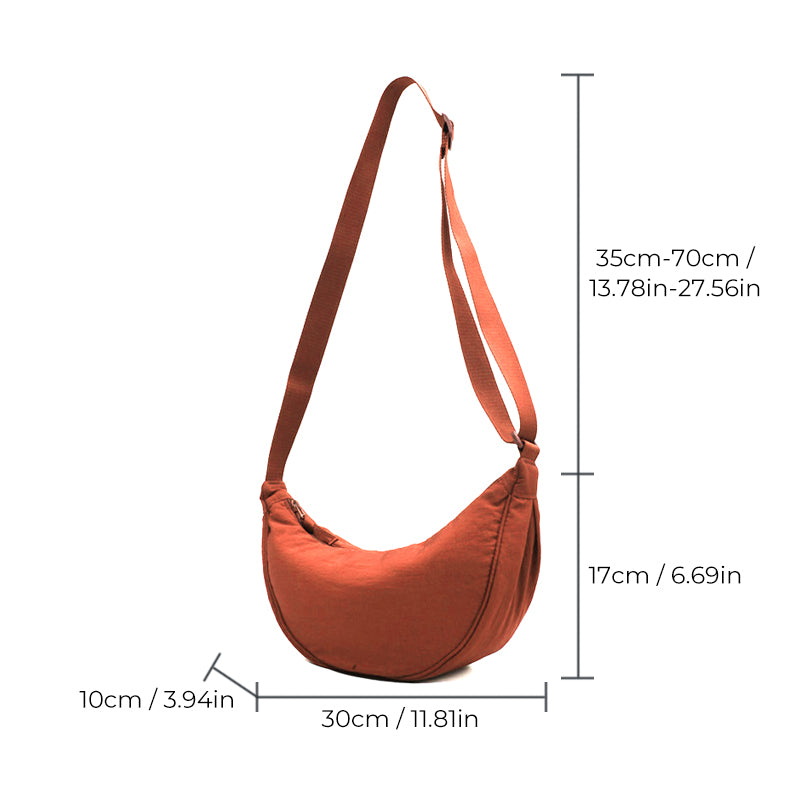 Crescent-shaped Crossbody Bag | Durable Polyester | Adjustable Strap | Compact & Organized Storage