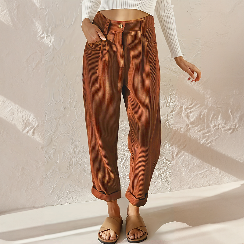 Women’s Corduroy Pants | Relaxed Fit & Rolled Hem | Soft Corduroy Fabric | Comfortable Everyday Wear