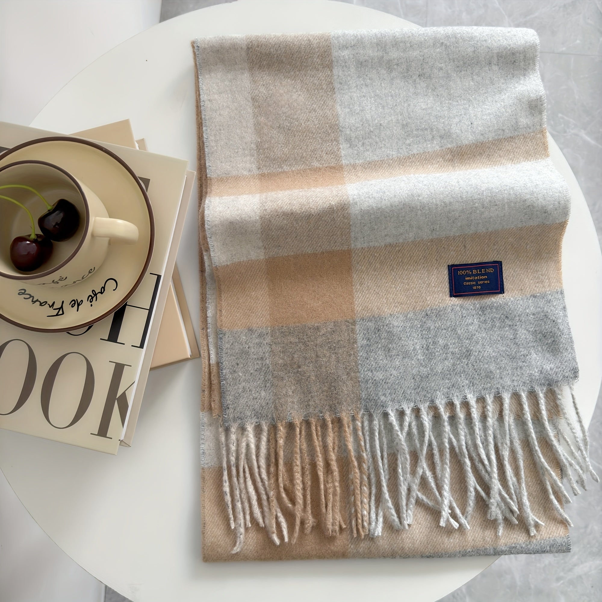 Wool-Blend Scarf | Tartan Pattern | Warm and Comfortable | Wool