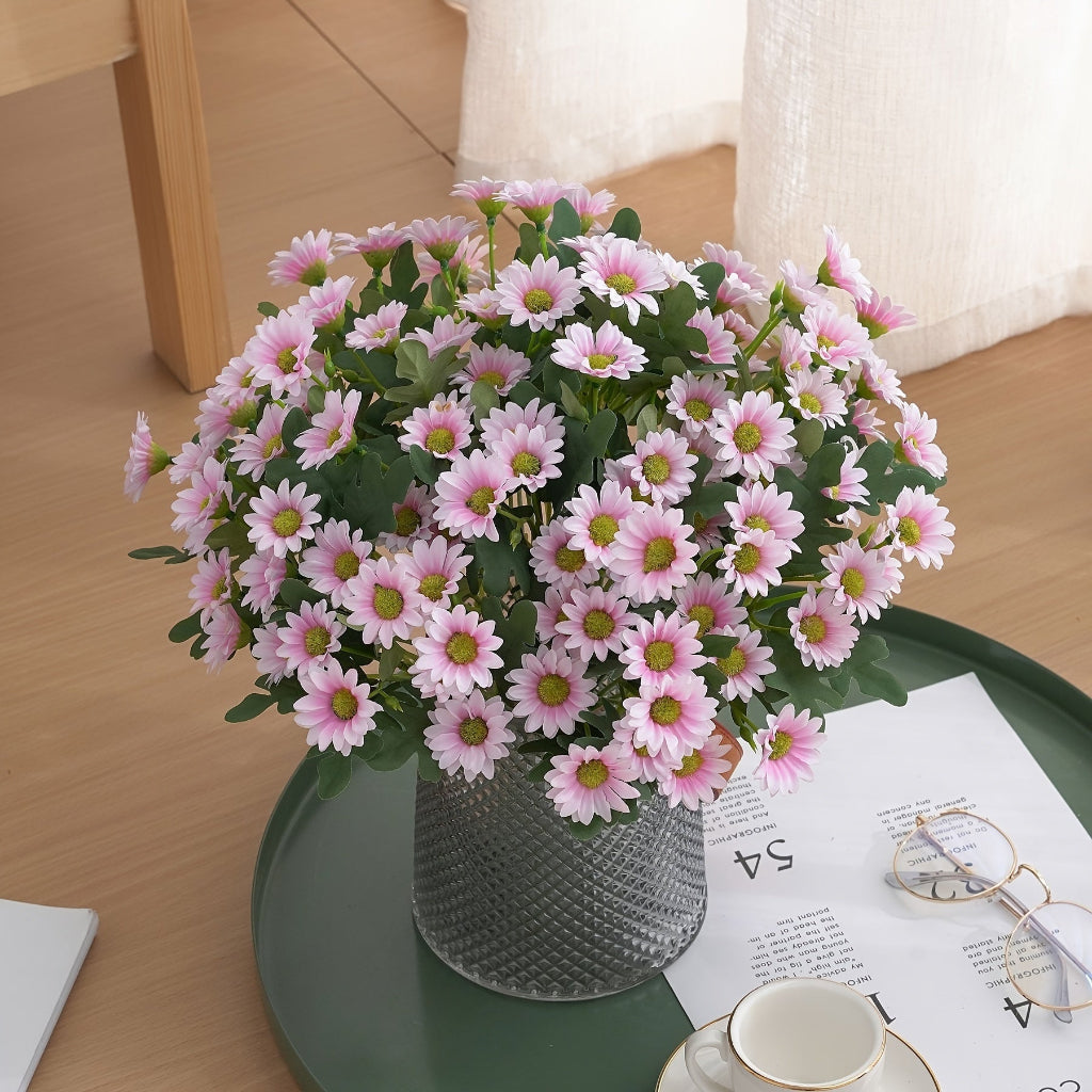 Cheerful Daisy Faux Flower Arrangement for Home Decor