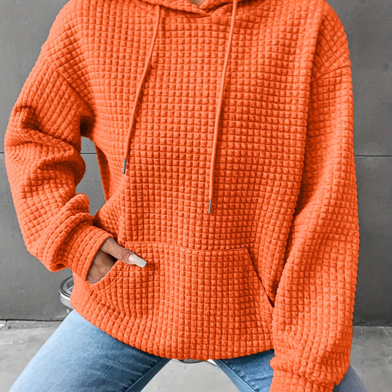 Plus Size Hoodie | Waffle Knit | Casual Comfort Wear | Polyester Blend