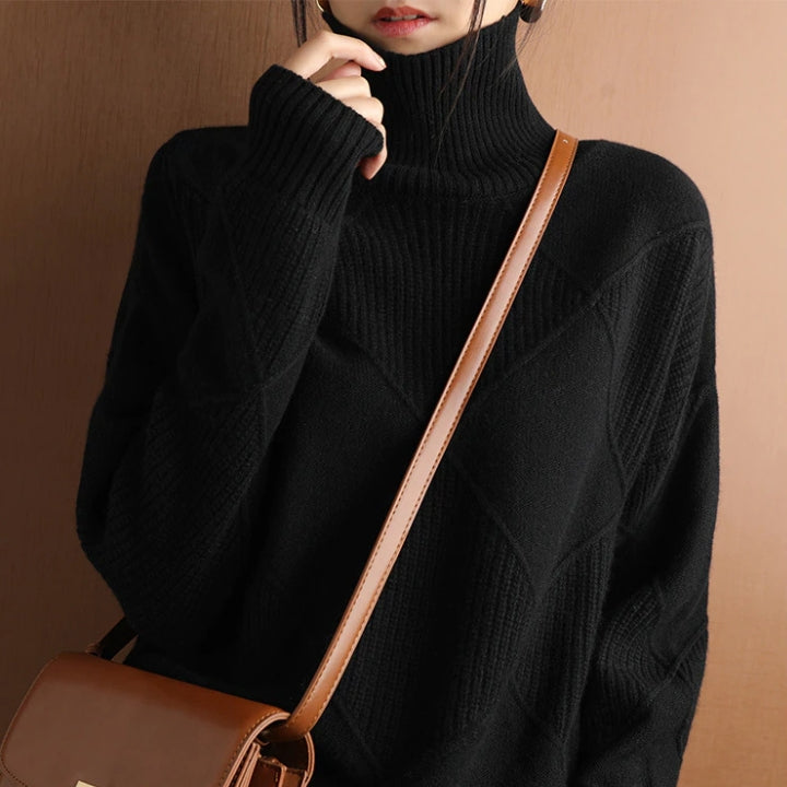 Women’s Knit Sweater | High Turtleneck | Wool Fabric | Comfortable Warm Fit