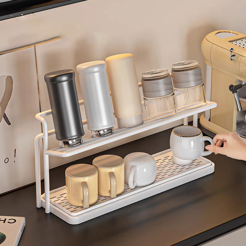 Dual-Layer Stainless Steel Drying Rack with Drain Tray – Ideal Kitchen Organizer for Bottles and Mugs