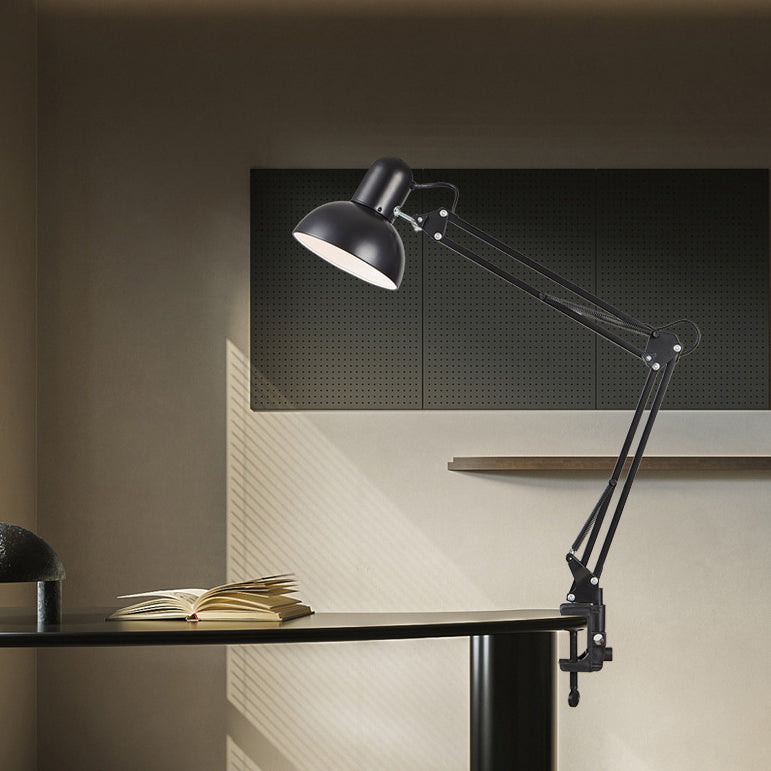 Modern Minimalistic Retractable Long Arm Clip Iron ABS 1-Light Table Lamp for Bedroom