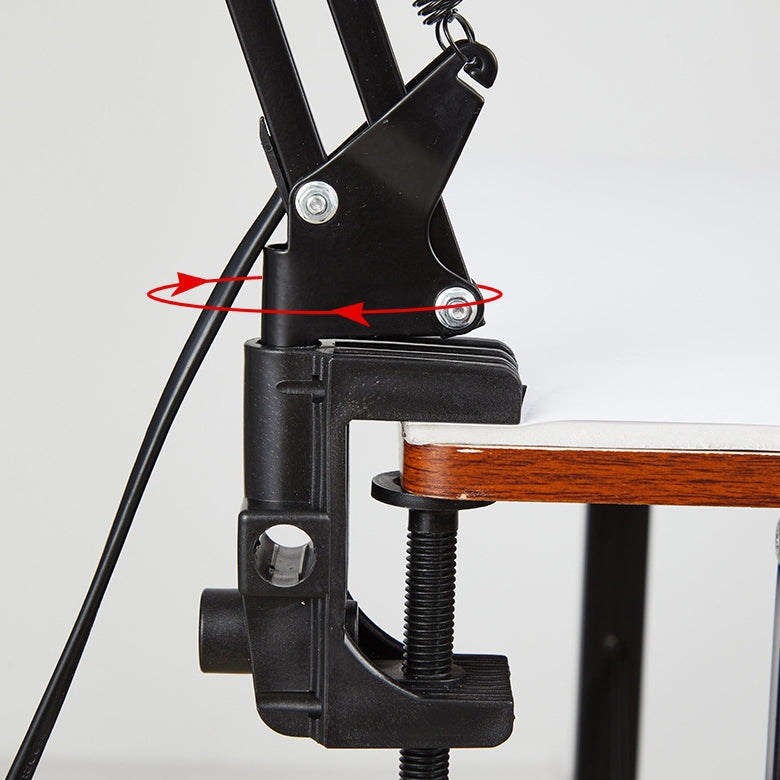 Modern Minimalistic Retractable Long Arm Clip Iron ABS 1-Light Table Lamp for Bedroom