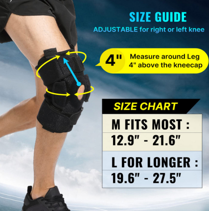 Knee Brace with Adjustable Hinges for Meniscus Injury Support