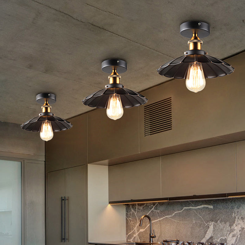 Taavita Semi Mount Tapered 1-Head Close to Ceiling Lighting Factory Iron Dining Room Light