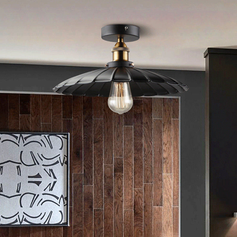 Taavita Semi Mount Tapered 1-Head Close to Ceiling Lighting Factory Iron Dining Room Light