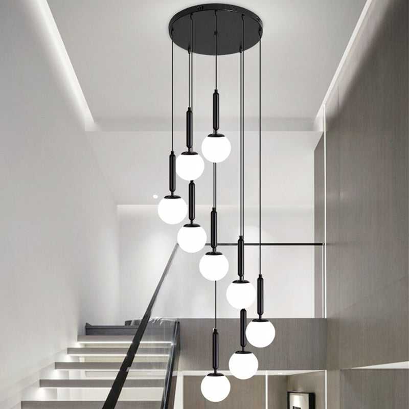 Taavita Global Multi-Hanging Light Simplicity Suspension Lighting for Stairs - Modern Style, Gold Black, Up to 9 Lights, with Shade, 110V-240V