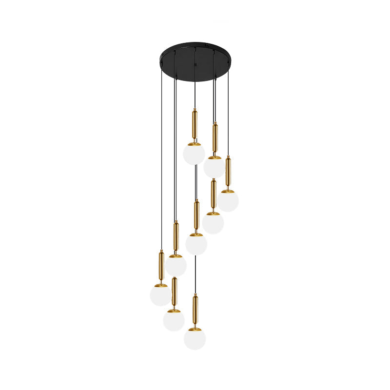 Taavita Global Multi-Hanging Light Simplicity Suspension Lighting for Stairs - Modern Style, Gold Black, Up to 9 Lights, with Shade, 110V-240V