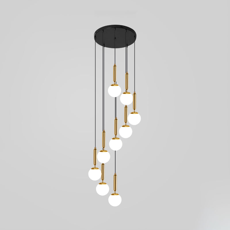Taavita Global Multi-Hanging Light Simplicity Suspension Lighting for Stairs - Modern Style, Gold Black, Up to 9 Lights, with Shade, 110V-240V