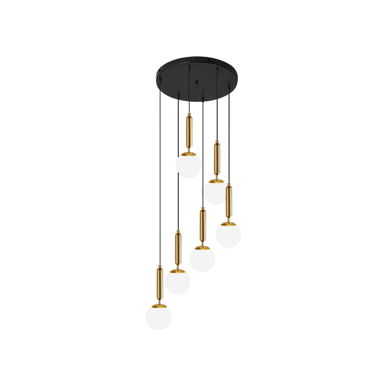 Opal Glass Global Multiple Hanging Light Simplicity Suspension Lighting for Stairs Clearhalo 'Ceiling Lights' 'Modern Pendants' 'Modern' 'Pendant Lights' 'Pendants' Lighting' 2025394
