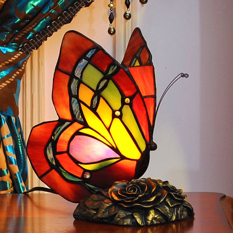 Charming Butterfly Floral Resin Table Lamp