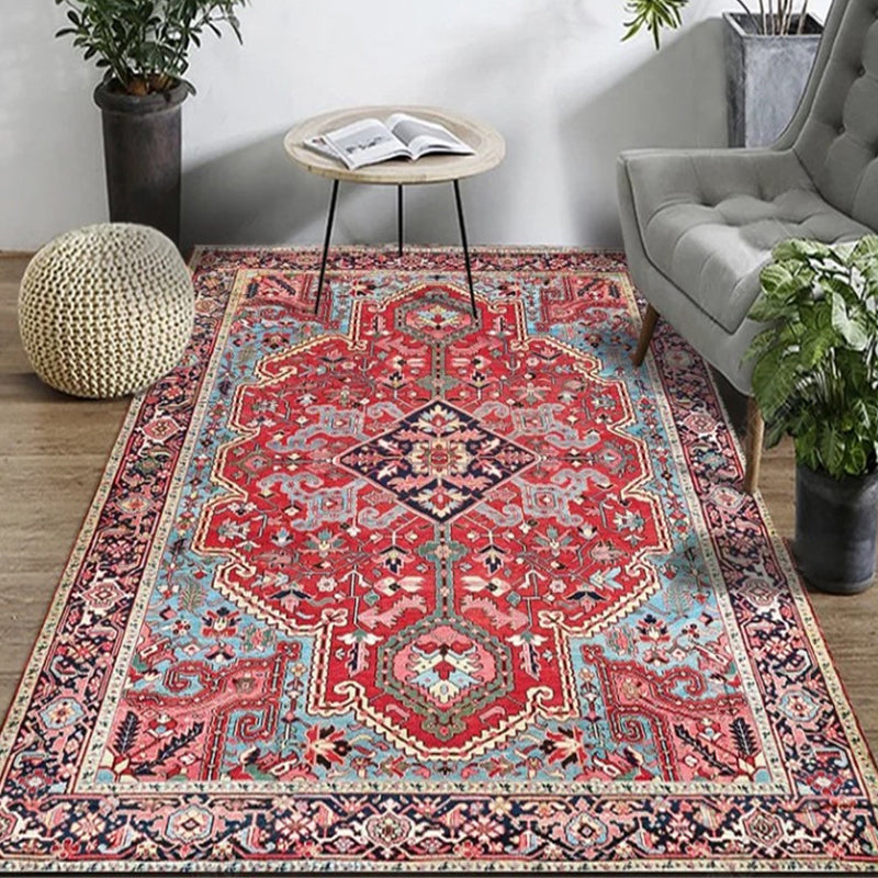 Persian Living Room Rug Multi Colored Geometric Carpet Polyester Pet Friendly Stain Resistant Anti-Slip Backing Rug with Braided Trim Dark Gold Clearhalo 'Area Rug' 'Moroccan' 'Rugs' Rug' 2059223