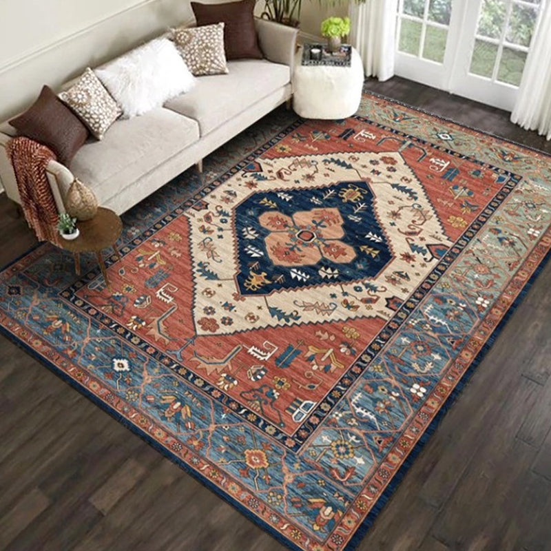 Persian Living Room Rug Multi Colored Geometric Carpet Polyester Pet Friendly Stain Resistant Anti-Slip Backing Rug with Braided Trim Light Coffee Clearhalo 'Area Rug' 'Moroccan' 'Rugs' Rug' 2059247