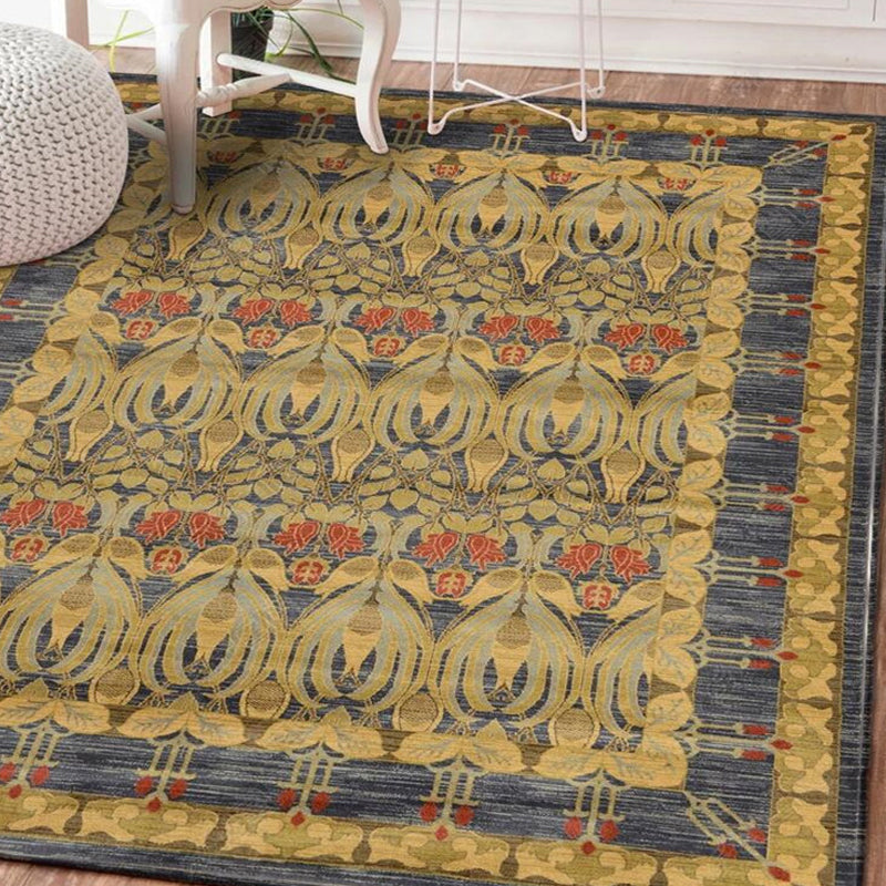 Persian Living Room Rug Multi Colored Geometric Carpet Polyester Pet Friendly Stain Resistant Anti-Slip Backing Rug with Braided Trim Yellow-Black Clearhalo 'Area Rug' 'Moroccan' 'Rugs' Rug' 2059250