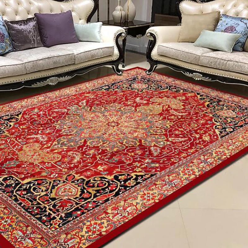 Persian Living Room Rug Multi Colored Geometric Carpet Polyester Pet Friendly Stain Resistant Anti-Slip Backing Rug with Braided Trim Black-Yellow Clearhalo 'Area Rug' 'Moroccan' 'Rugs' Rug' 2059225