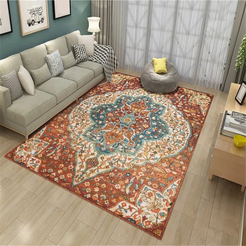 Persian Living Room Rug Multi Colored Geometric Carpet Polyester Pet Friendly Stain Resistant Anti-Slip Backing Rug with Braided Trim Light Blue Clearhalo 'Area Rug' 'Moroccan' 'Rugs' Rug' 2059231