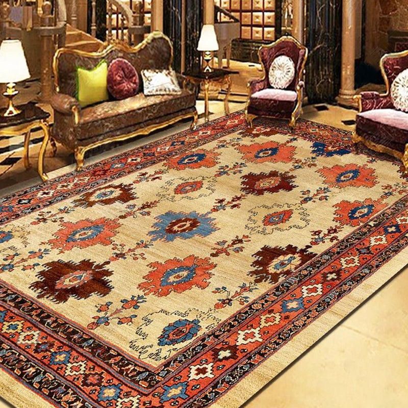 Persian Living Room Rug Multi Colored Geometric Carpet Polyester Pet Friendly Stain Resistant Anti-Slip Backing Rug with Braided Trim Rose Red-Black Clearhalo 'Area Rug' 'Moroccan' 'Rugs' Rug' 2059228