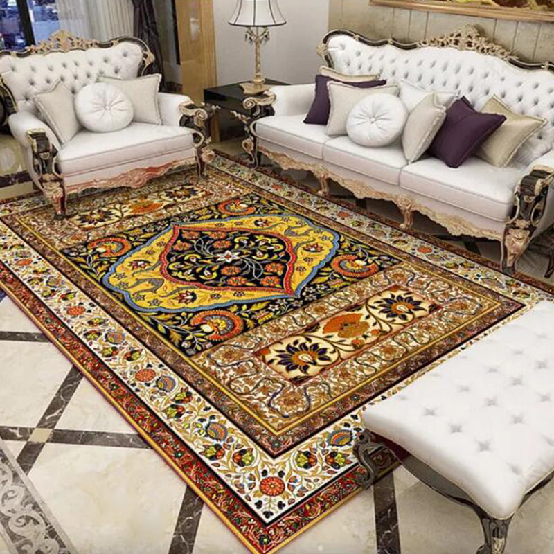 Persian Living Room Rug Multi Colored Geometric Carpet Polyester Pet Friendly Stain Resistant Anti-Slip Backing Rug with Braided Trim Red-Green Clearhalo 'Area Rug' 'Moroccan' 'Rugs' Rug' 2059232