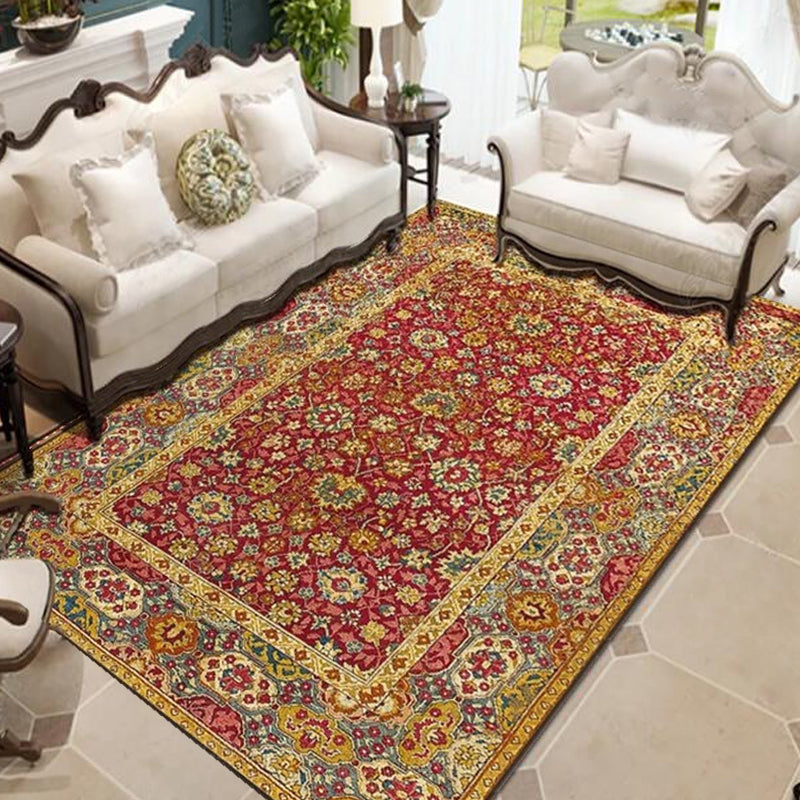 Persian Living Room Rug Multi Colored Geometric Carpet Polyester Pet Friendly Stain Resistant Anti-Slip Backing Rug with Braided Trim Green-Red Clearhalo 'Area Rug' 'Moroccan' 'Rugs' Rug' 2059253